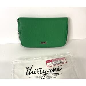 Thirty One 31 All About the Benjamins Zip Wallet Deep | Green | NEW!!